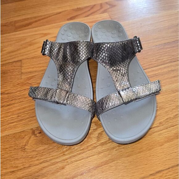 Vionic Ellie Silver Slip On Sandals Womans Size 9.5 - Picture 2 of 6